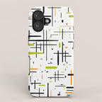  Mid-Century Modern Kinetikos Pattern in Black, Lime Green, Orange, and White iPhone Case Gallery Image 1