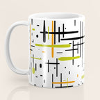  Mid-Century Modern Kinetikos Pattern in Black, Lime Green, Orange, and White Coffee Mug Gallery Image 3