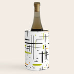  Mid-Century Modern Kinetikos Pattern in Black, Lime Green, Orange, and White Wine Chiller Gallery Image 1