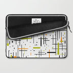  Mid-Century Modern Kinetikos Pattern in Black, Lime Green, Orange, and White Laptop Sleeve Gallery Image 2