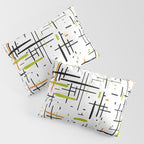 Mid-Century Modern Kinetikos Pattern in Black, Lime Green, Orange, and White Pillow Sham Gallery Image 3