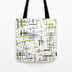  Mid-Century Modern Kinetikos Pattern in Black, Lime Green, Orange, and White Tote Bag Gallery Image 1
