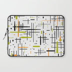  Mid-Century Modern Kinetikos Pattern in Black, Lime Green, Orange, and White Laptop Sleeve Gallery Image 1