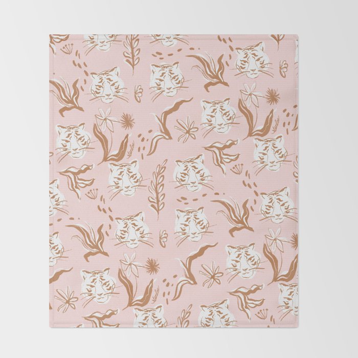 Pink Abstract Tiger Pattern Throw Blanket Gallery Image 2