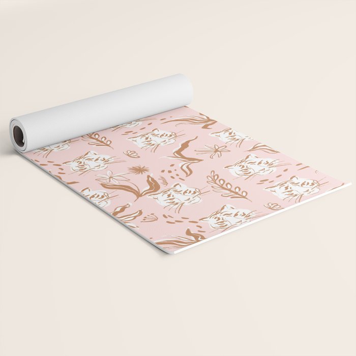 Pink Abstract Tiger Pattern Yoga Mat Gallery Image 2