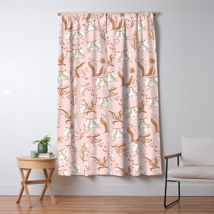Pink Abstract Tiger Pattern Window Curtain Gallery Image 1