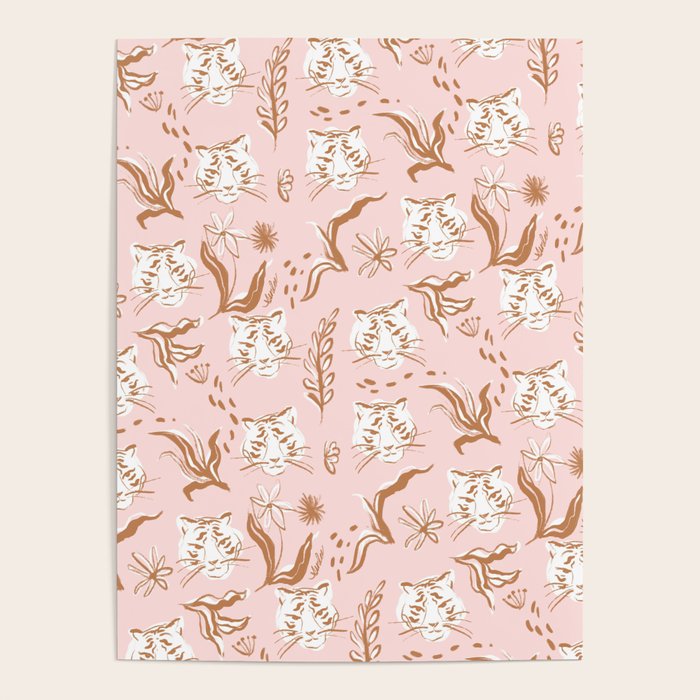 Pink Abstract Tiger Pattern Poster Gallery Image 4