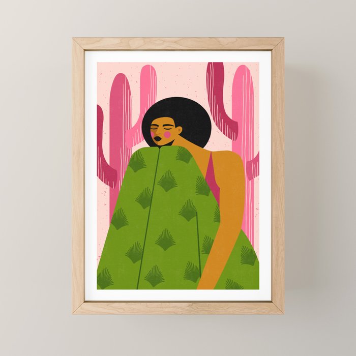 Pink Cactus Mini Art Print Gallery Image 1