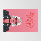 Born bad devil woman cartoon portrait art Rug Gallery Image 2