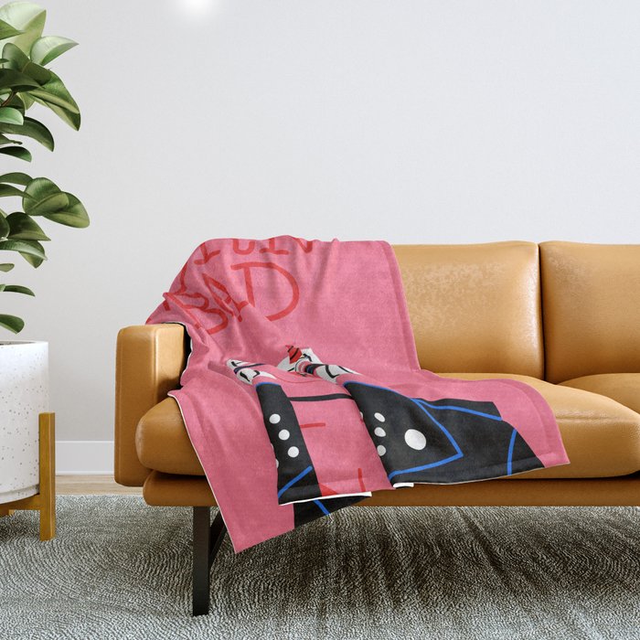 Born bad devil woman cartoon portrait art Throw Blanket Gallery Image 1