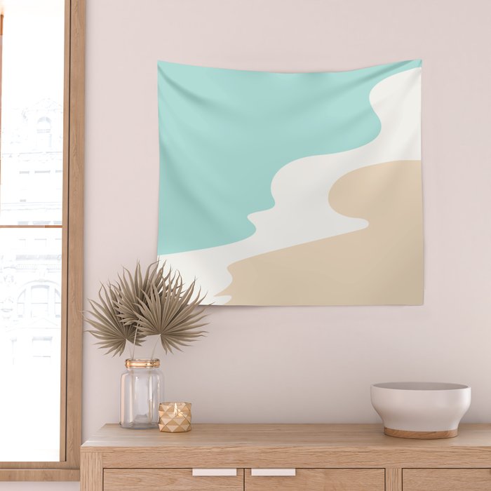 Sand and Sea Coastal Shoreline Wall Tapestry Gallery Image 2