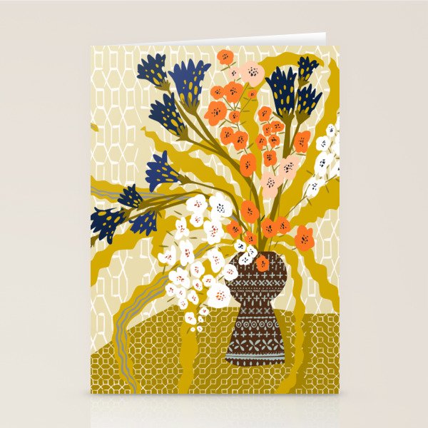 Matisse Flower Vase modern Illustration mustard yellow Stationery Card Gallery Image 1