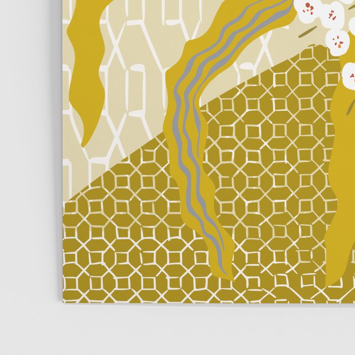 Matisse Flower Vase modern Illustration mustard yellow Poster Gallery Image 3