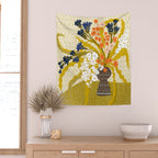 Matisse Flower Vase modern Illustration mustard yellow Wall Tapestry Gallery Image 2