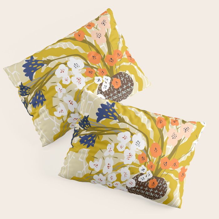 Matisse Flower Vase modern Illustration mustard yellow Pillow Sham Gallery Image 1