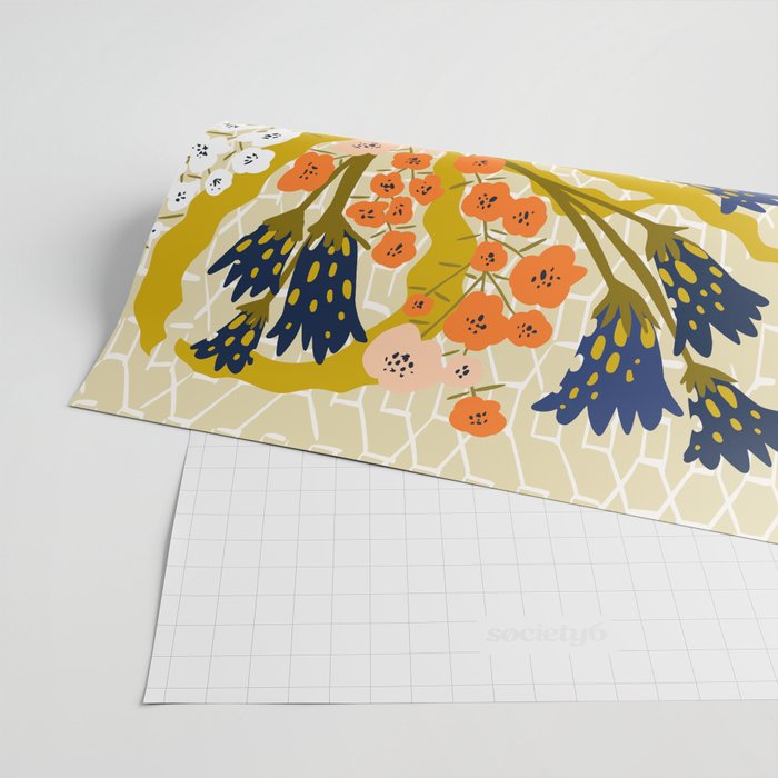 Matisse Flower Vase modern Illustration mustard yellow Wrapping Paper Gallery Image 2