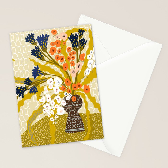 Matisse Flower Vase modern Illustration mustard yellow Stationery Card Gallery Image 2