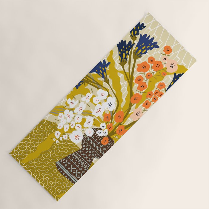 Matisse Flower Vase modern Illustration mustard yellow Yoga Mat Gallery Image 1