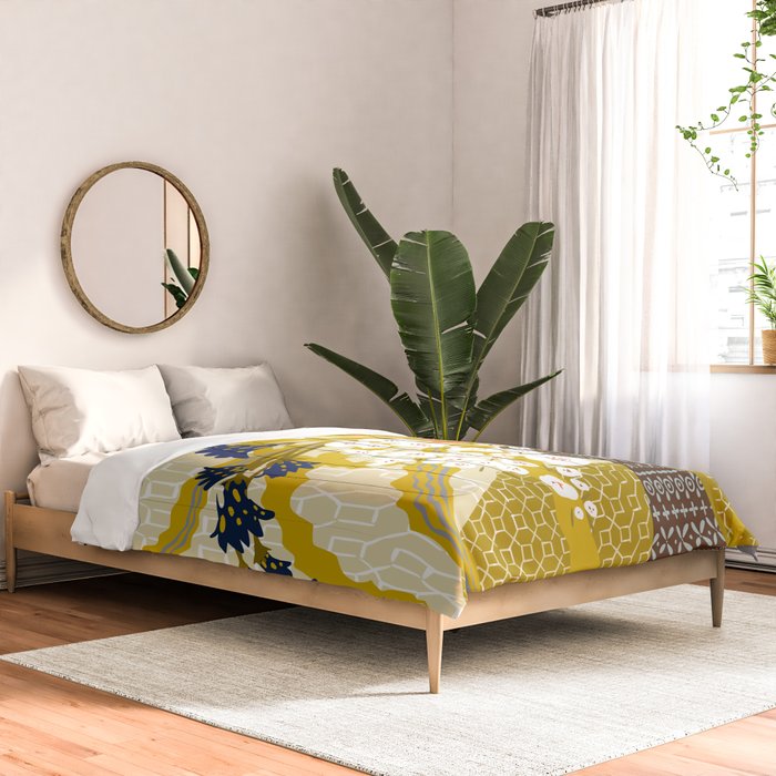 Matisse Flower Vase modern Illustration mustard yellow Comforter Gallery Image 2