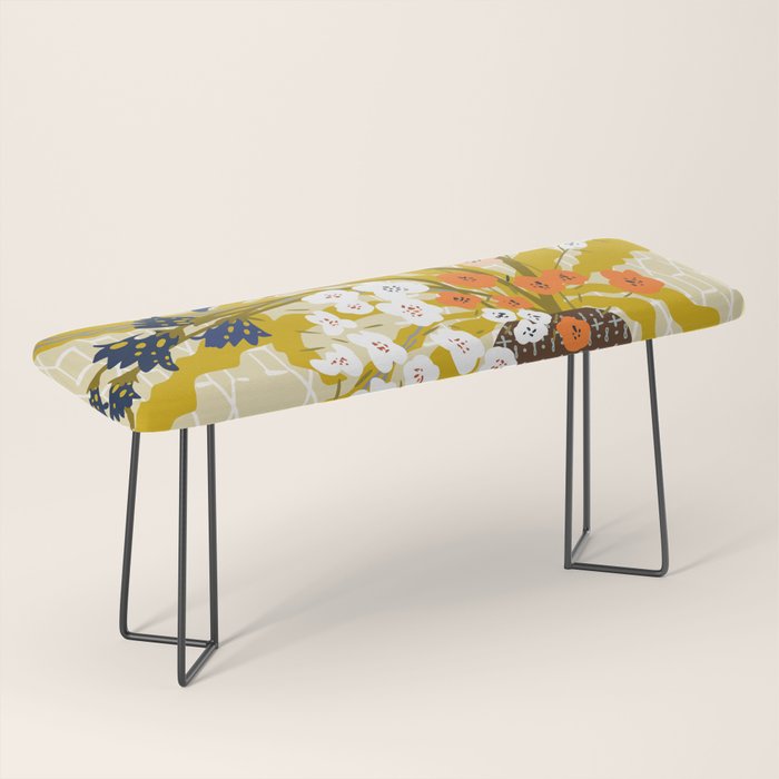 Matisse Flower Vase modern Illustration mustard yellow Bench Gallery Image 1