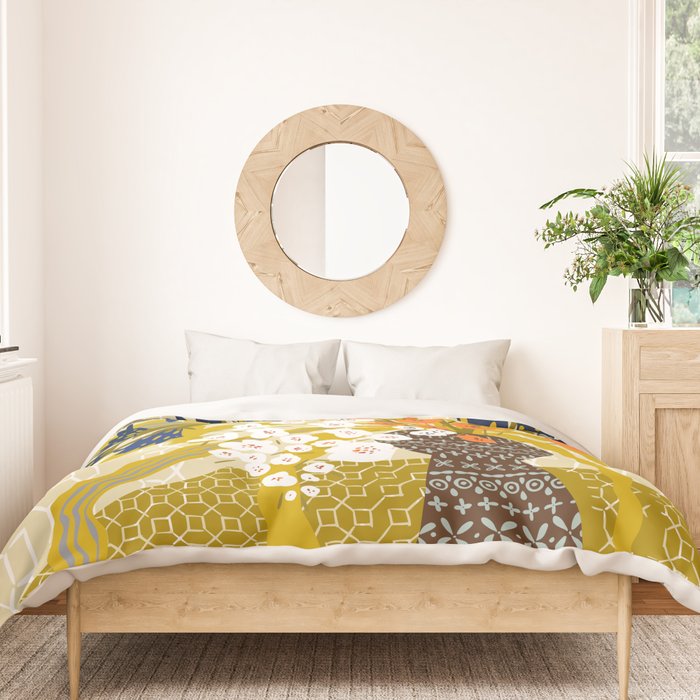 Matisse Flower Vase modern Illustration mustard yellow Duvet Cover Gallery Image 3
