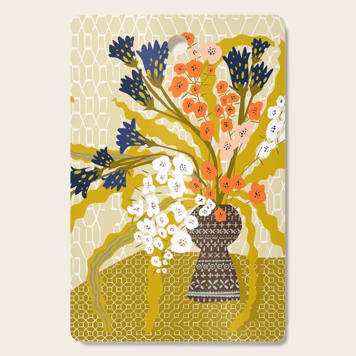 Matisse Flower Vase modern Illustration mustard yellow Cutting Board Gallery Image 1