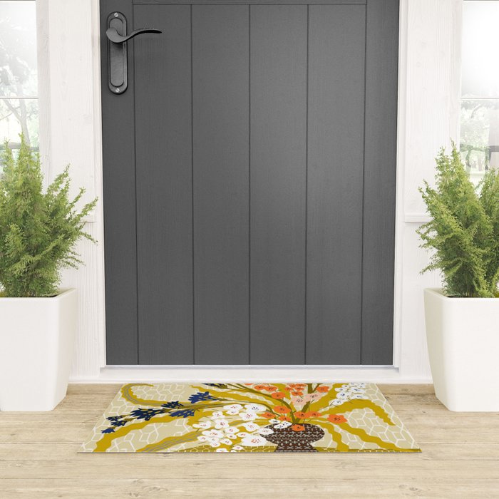 Matisse Flower Vase modern Illustration mustard yellow Welcome Mat Gallery Image 3