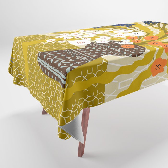Matisse Flower Vase modern Illustration mustard yellow Tablecloth Gallery Image 1