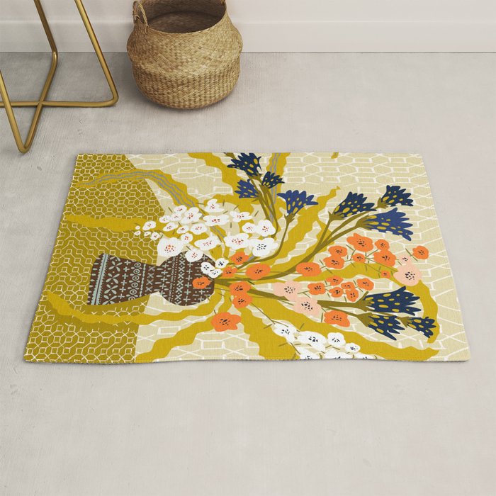 Matisse Flower Vase modern Illustration mustard yellow Rug Gallery Image 1