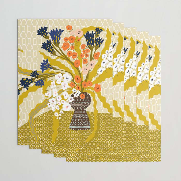 Matisse Flower Vase modern Illustration mustard yellow Wrapping Paper Gallery Image 3