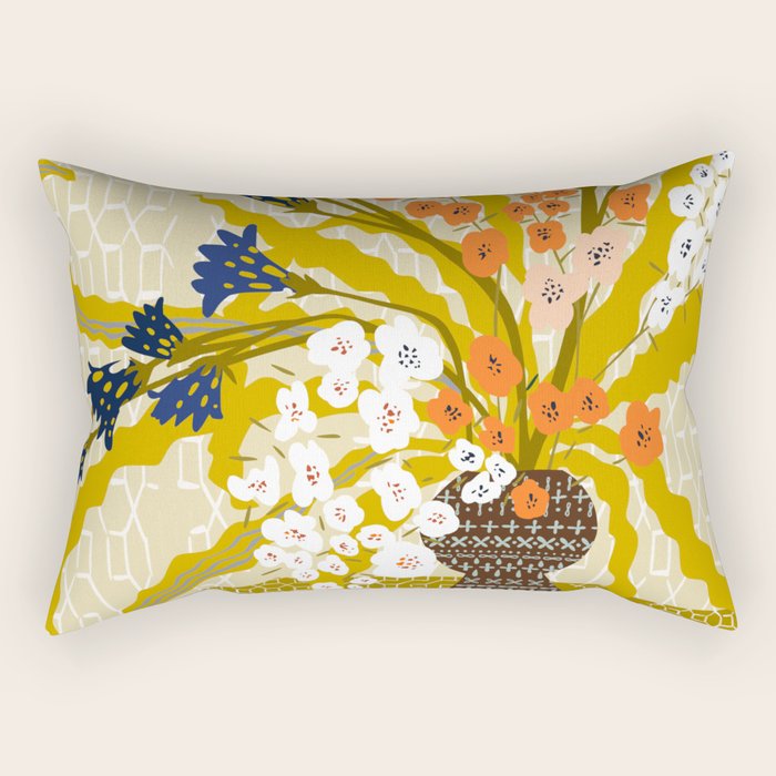 Matisse Flower Vase modern Illustration mustard yellow Rectangular Pillow Gallery Image 2