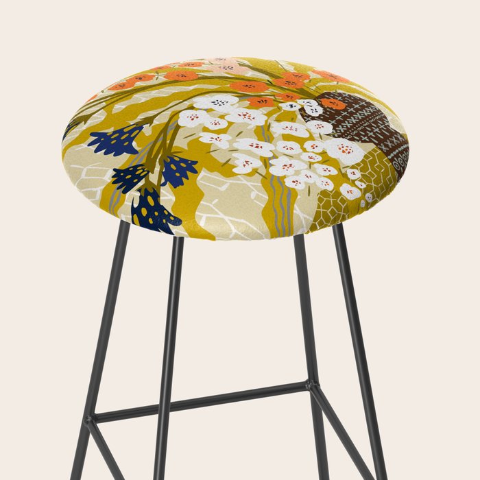 Matisse Flower Vase modern Illustration mustard yellow Stool Gallery Image 2