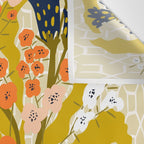 Matisse Flower Vase modern Illustration mustard yellow Wall Tapestry Gallery Image 3
