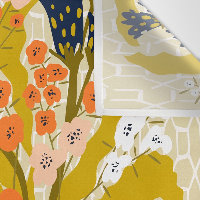 Matisse Flower Vase modern Illustration mustard yellow Wall Tapestry Gallery Image 3