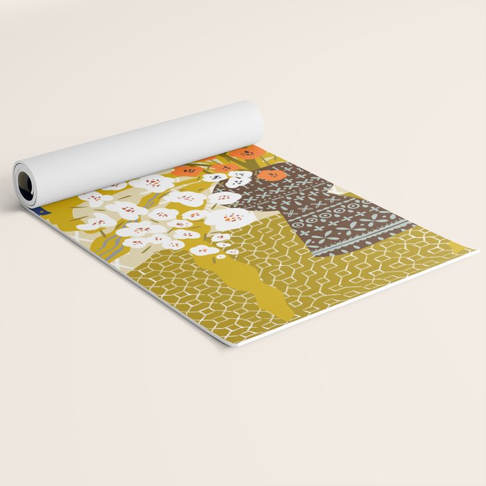 Matisse Flower Vase modern Illustration mustard yellow Yoga Mat Gallery Image 2