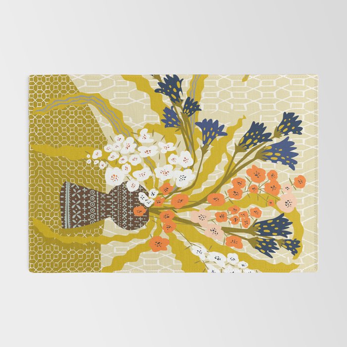 Matisse Flower Vase modern Illustration mustard yellow Rug Gallery Image 2
