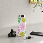 Retro Pinwheel Snowflakes - Green & Pink Water Bottle Gallery Image 4
