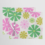 Retro Pinwheel Snowflakes - Green & Pink Placemat Gallery Image 1