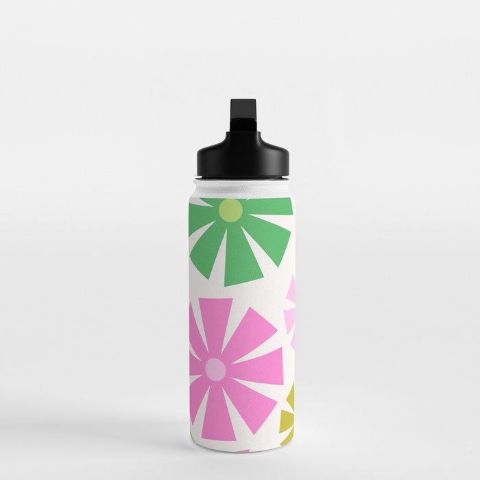 Retro Pinwheel Snowflakes - Green & Pink Water Bottle Gallery Image 3