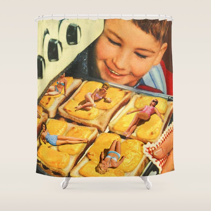 Girls on toast - Grilled Cheese Tan Shower Curtain Gallery Image 1