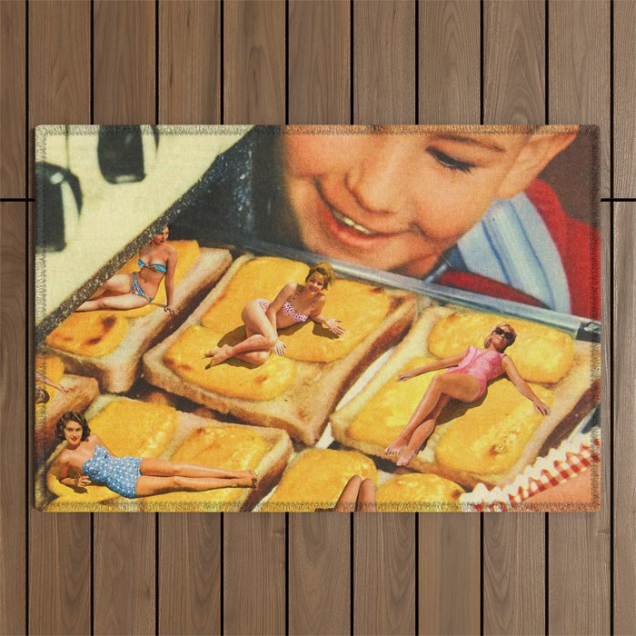 Girls on toast - Grilled Cheese Tan Outdoor Rug Gallery Image 1
