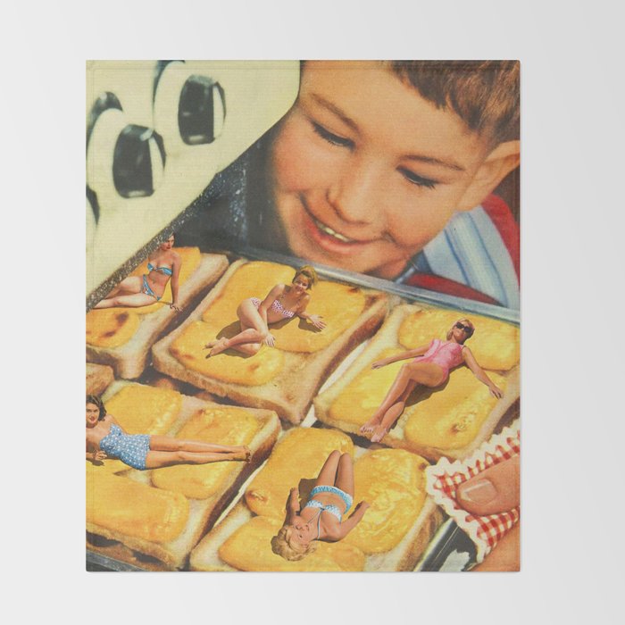 Girls on toast - Grilled Cheese Tan Throw Blanket Gallery Image 2