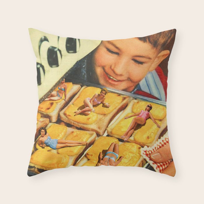 Girls on toast - Grilled Cheese Tan Throw Pillow Gallery Image 6