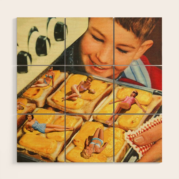 Girls on toast - Grilled Cheese Tan Wood Wall Art Gallery Image 1
