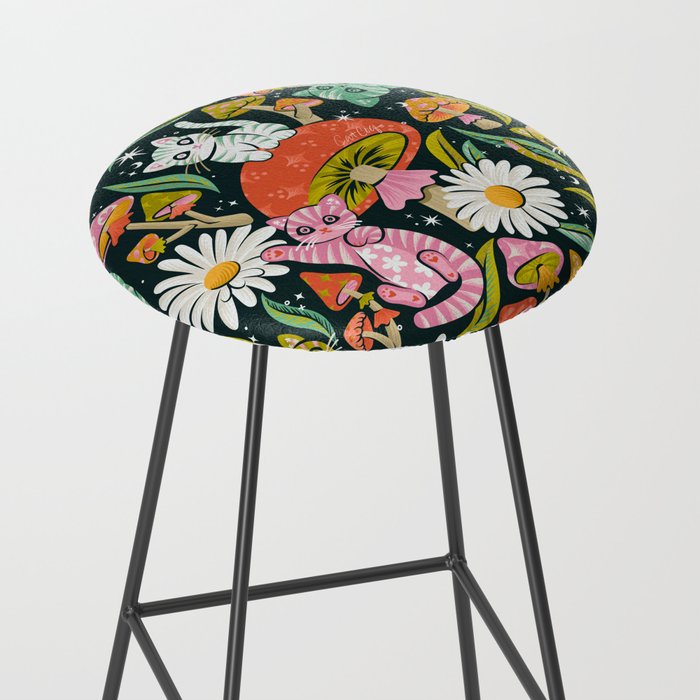 Kittens & Shrooms - Rainbow on Teal Stool Gallery Image 2