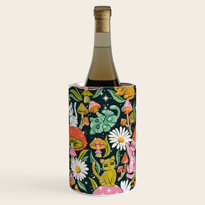Kittens & Shrooms - Rainbow on Teal Wine Chiller Gallery Image 2