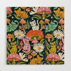 Kittens & Shrooms - Rainbow on Teal Wood Wall Art Gallery Image 1
