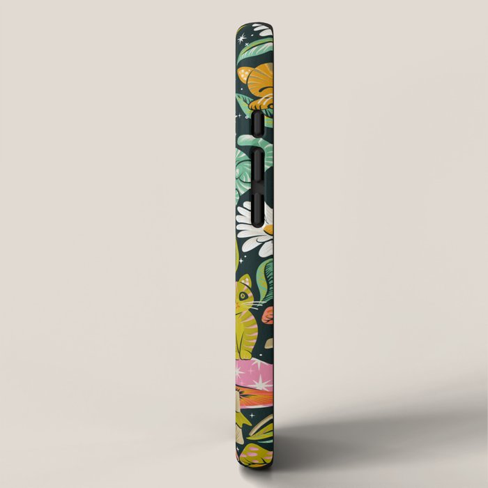 Kittens & Shrooms - Rainbow on Teal iPhone Case Gallery Image 2