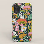 Kittens & Shrooms - Rainbow on Teal iPhone Case Gallery Image 1