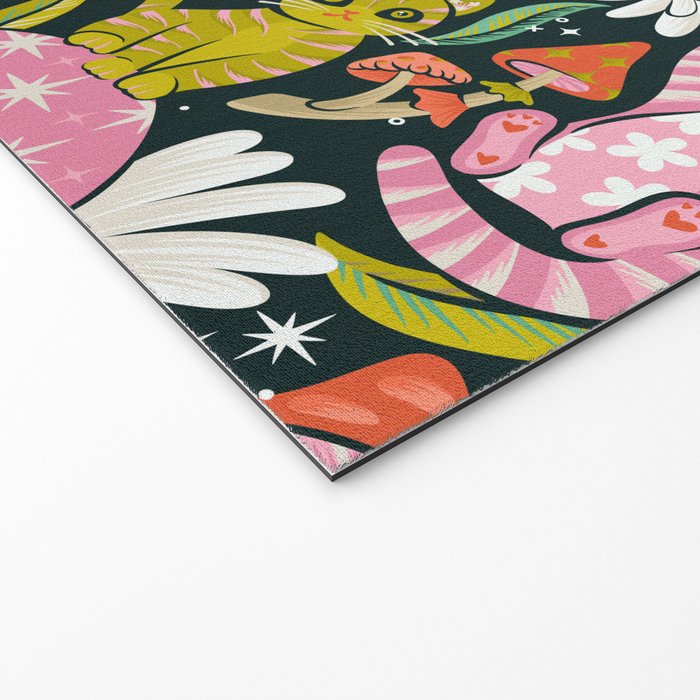 Kittens & Shrooms - Rainbow on Teal Welcome Mat Gallery Image 2